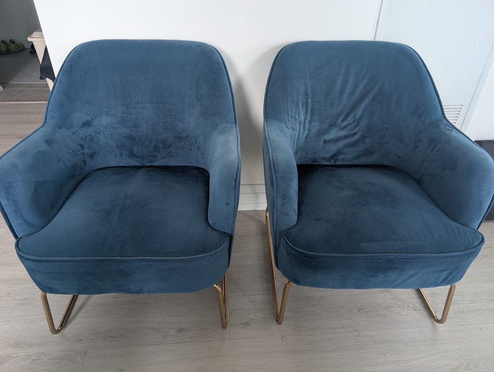 2 Blue Velvet Accent Chair - Structube