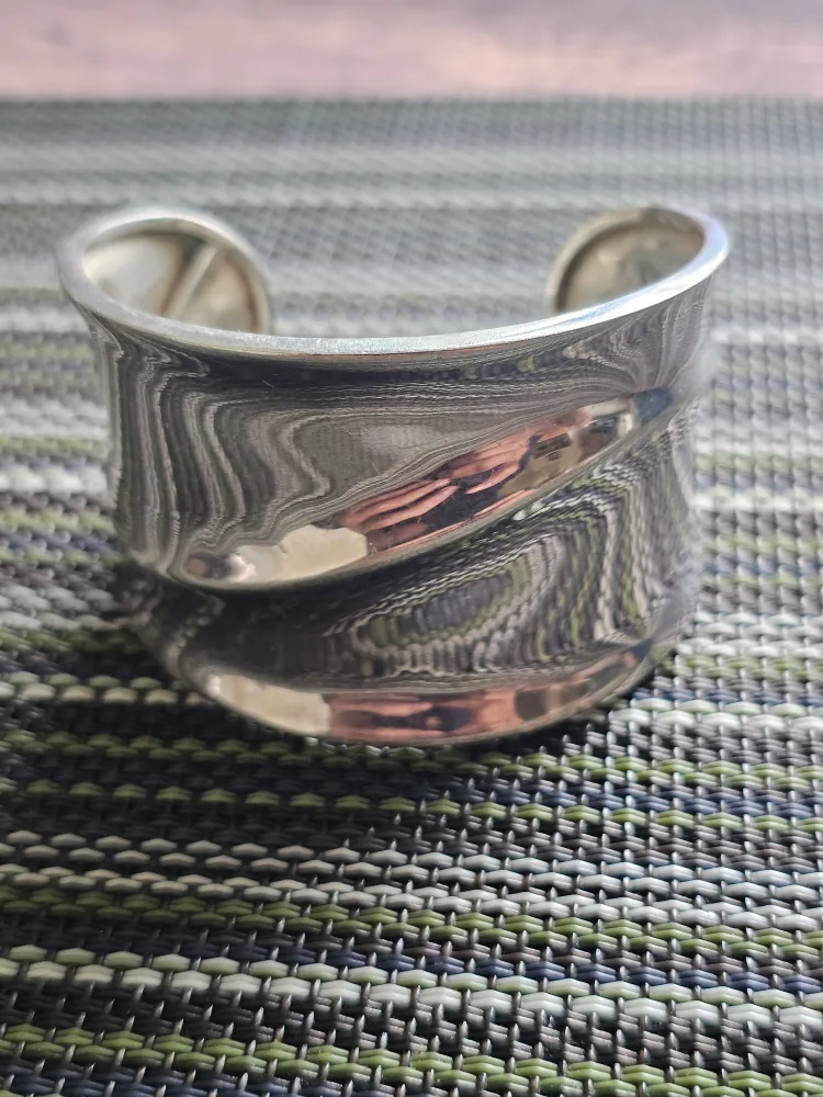 Silver Cuff Bracelet Stamped 925 thumbnail