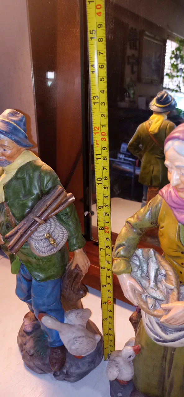 Mid Century Chalk Art Hunter & Woman Figurines image indicator(8)
