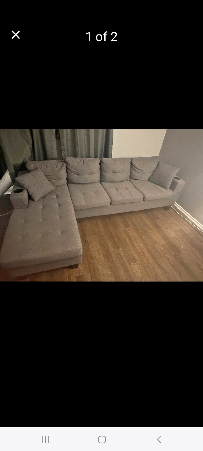 free delivery Grey Sectional Sofa with Chaise
