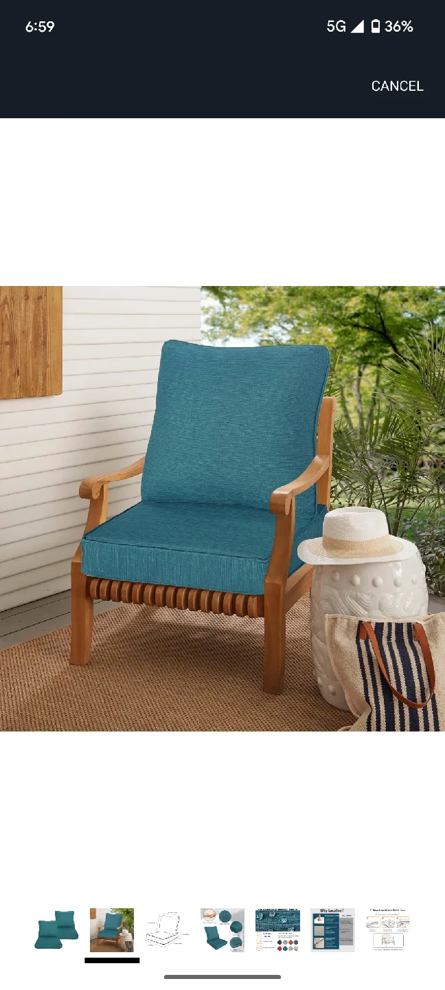 Teal Outdoor Chair Cushions - Water Repellent image indicator(2)