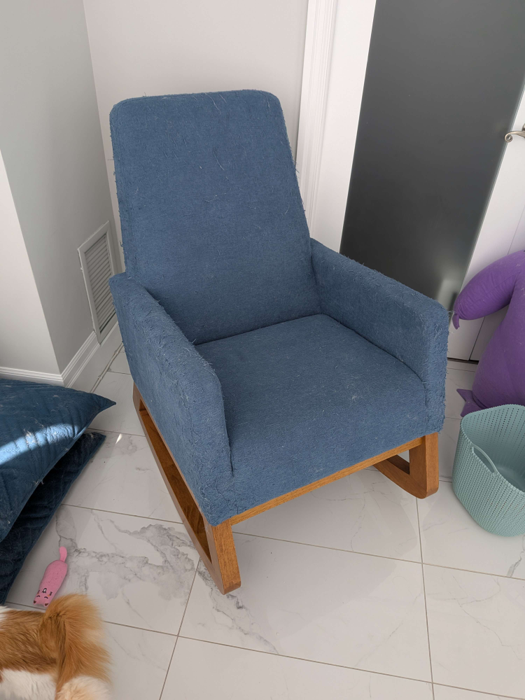 Blue Upholstered Rocking Chair - photo 2