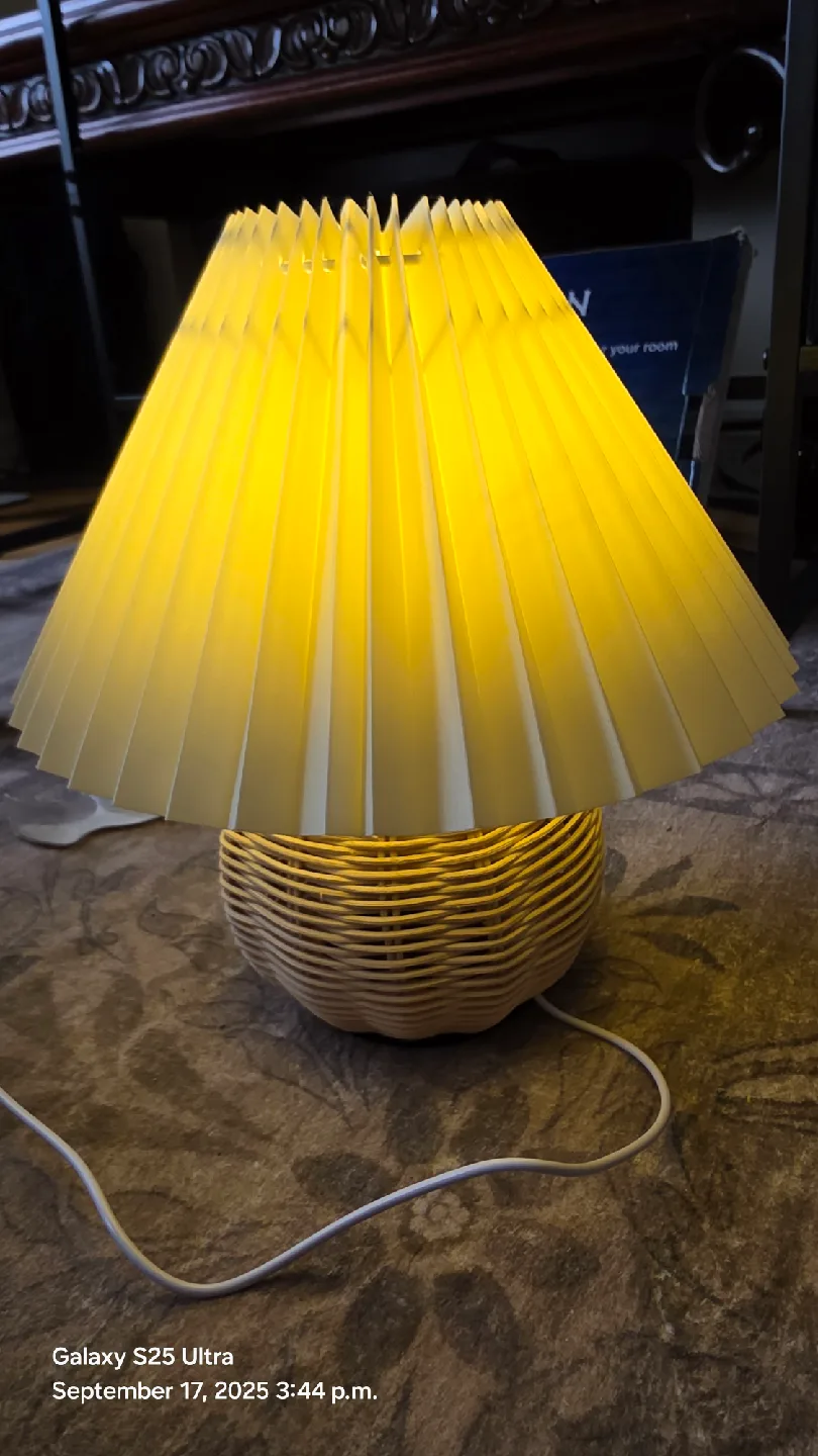 Wicker Table Lamp with Pleated Shade thumbnail