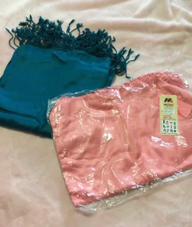Menka Shawls - Teal and Peach thumbnail