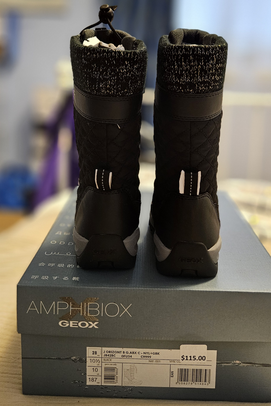 Geox J Orizont Black Winter Boots, Size 10.5 Girl - photo 4