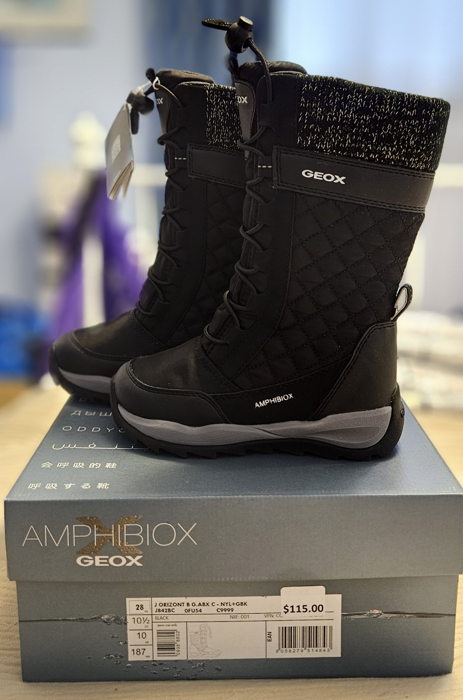 Geox J Orizont Black Winter Boots, Size 10.5 Girl - photo 5