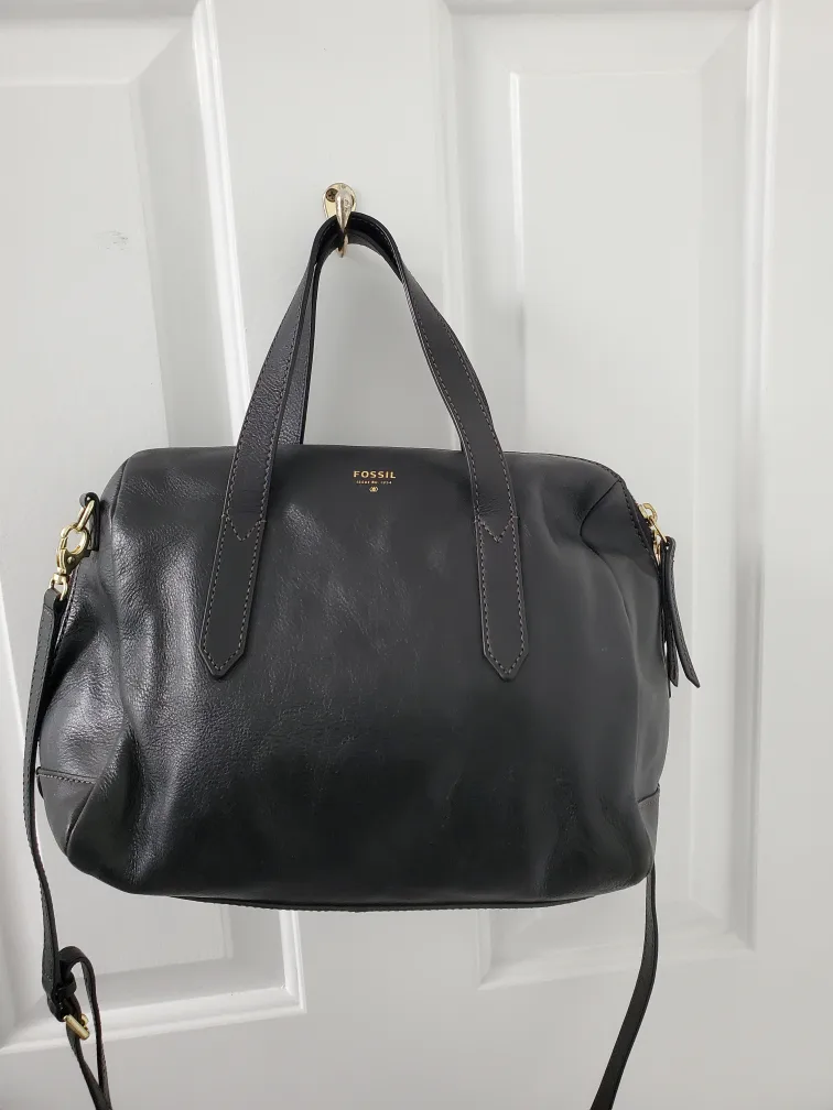 Fossil Black Leather Satchel thumbnail