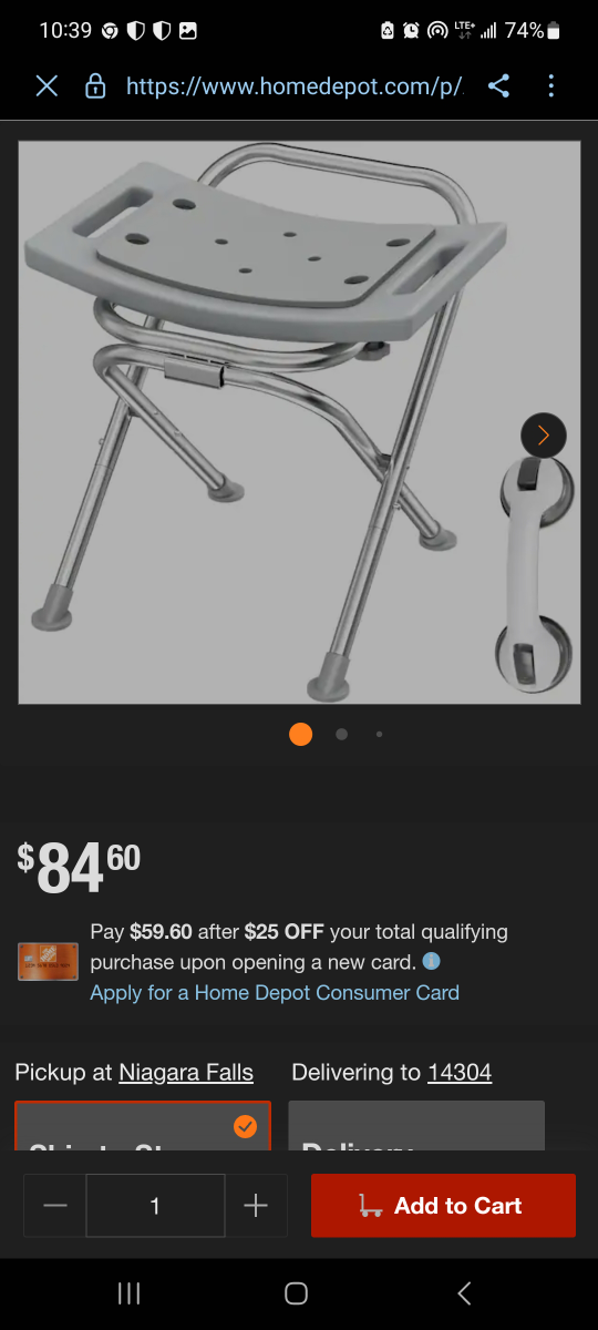Adrinfly Folding Shower Chair with Grab Bar