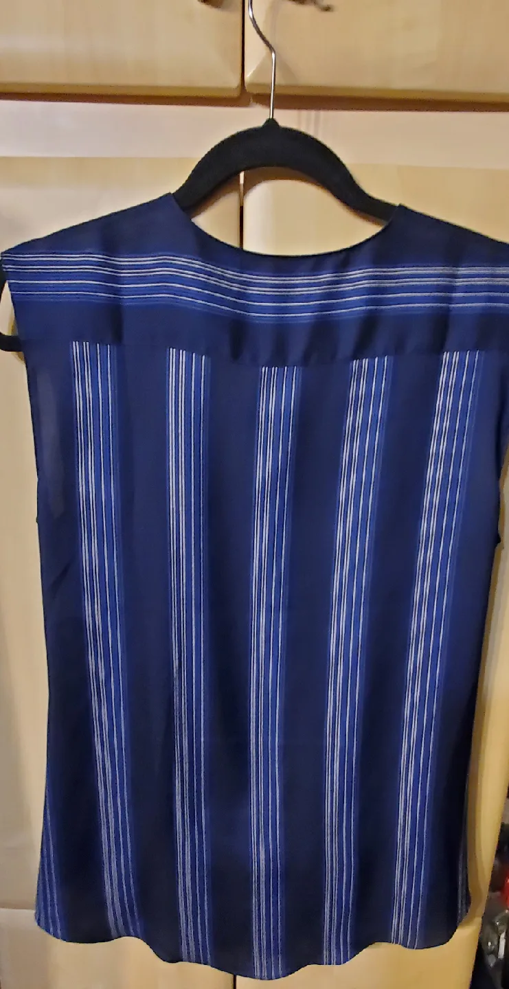 Ann Taylor Navy Striped Sleeveless Blouse - M image indicator(2)