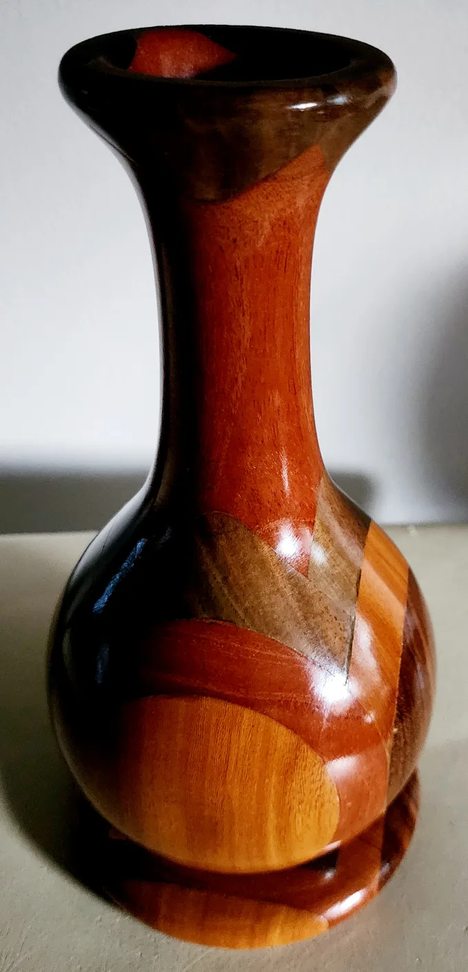 Vintage Hand Turned Wooden Vase - Decorative Home Decor image indicator(3)