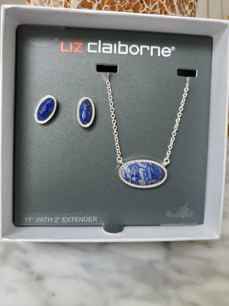 Liz Claiborne Necklace & Earring Set - Blue thumbnail