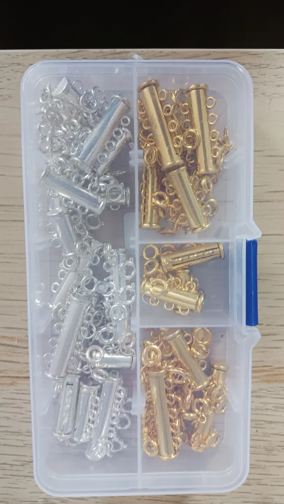Silver & Gold Barrel Clasps with Chains - Jewelry Making thumbnail