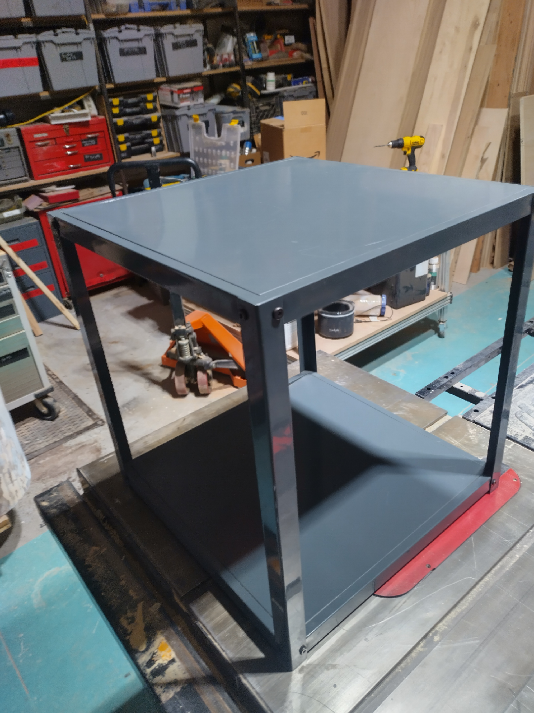 Handmade Metal Frame Table - Gray