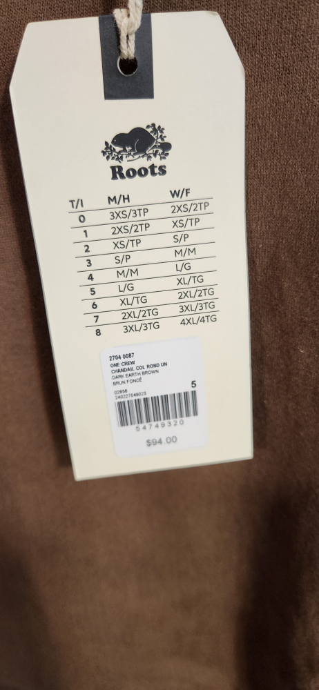Roots One Crew Sweatshirt - Dark Brown, Size L - photo 2