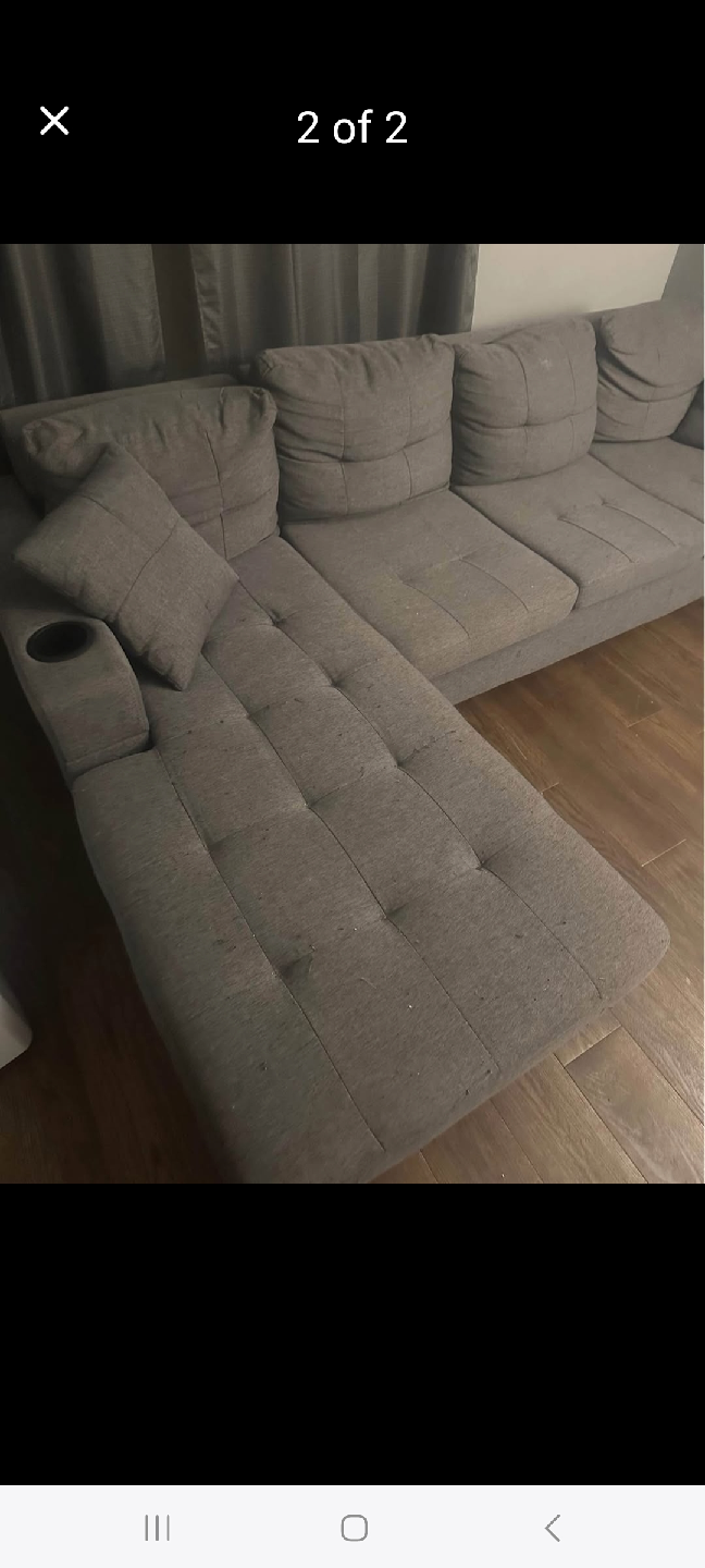 free delivery Grey Sectional Sofa with Chaise - photo 2