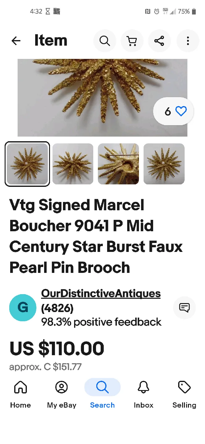 Vintage Marcel Boucher Starburst Brooch image indicator(5)