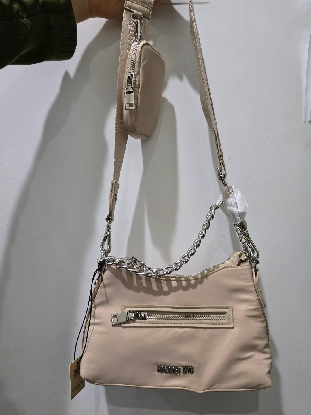 Madden NYC Beige Shoulder Bag with Chain image indicator(2)
