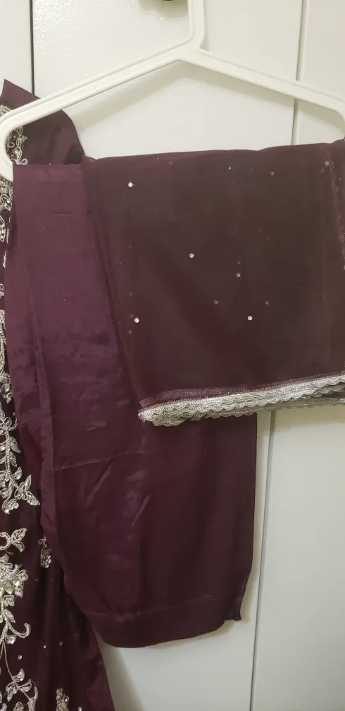 Burgundy Embroidered Salwar Kameez image indicator(3)