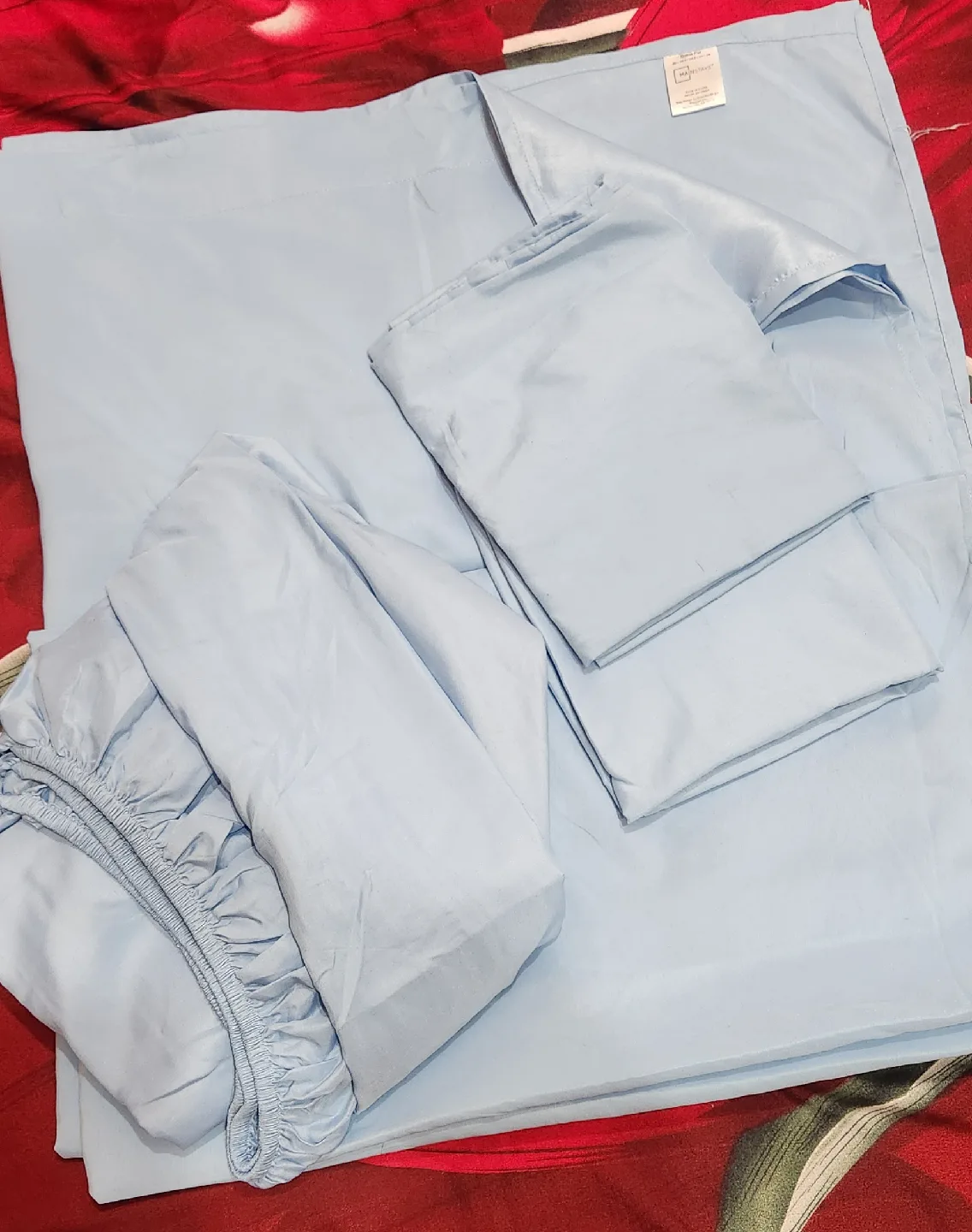 Mainstays Queen Flat Sheet (2) Blue and White thumbnail
