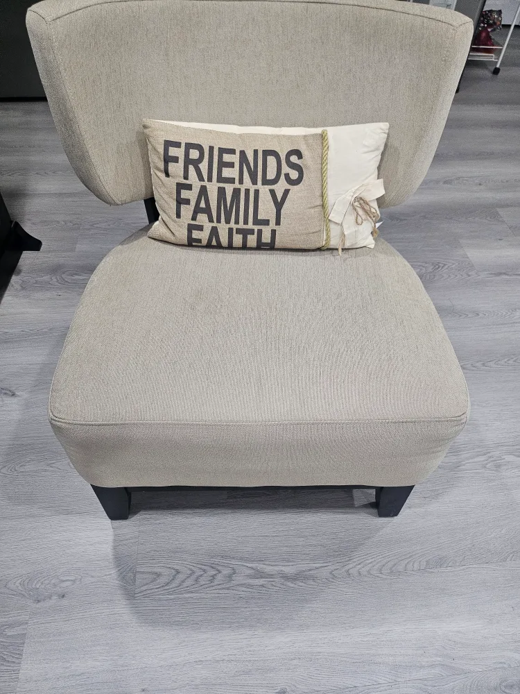 Beige Accent Chair with Pillow thumbnail