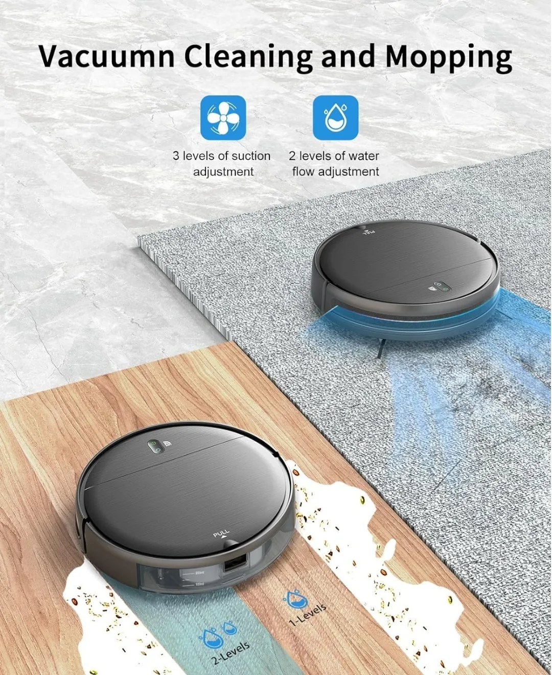Robot Vacuum and Mop Combo, 2 in 1 image indicator(2)