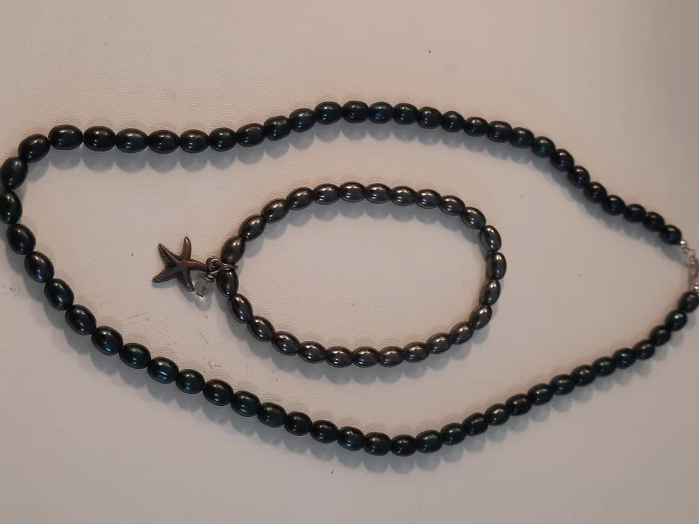 Black Pearl Necklace & Bracelet Set image indicator(3)