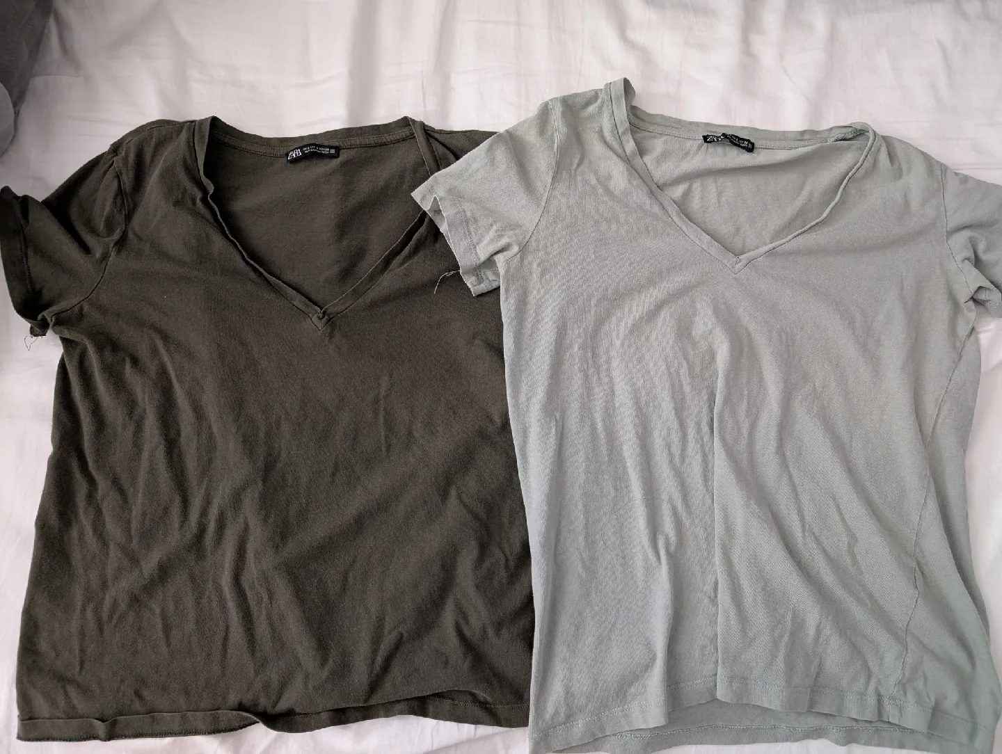 Zara V-Neck T-Shirts - Size S M 100% cotton comfortable T shirts thumbnail
