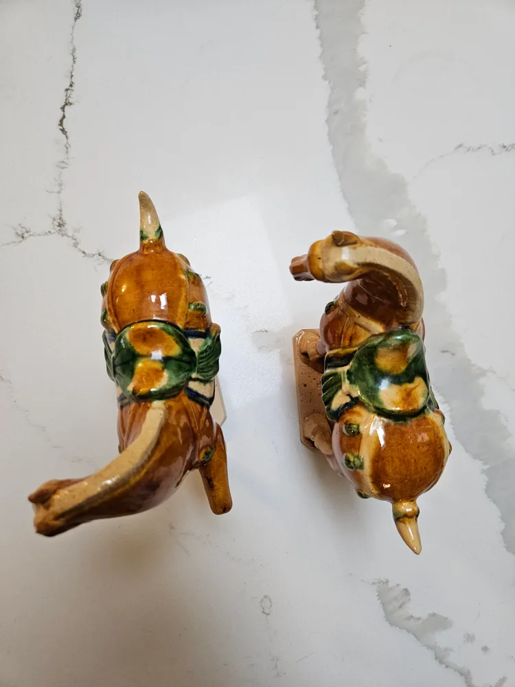 Pair of Vintage Ceramic Horse Figurines Tang Dynasty Style image indicator(4)