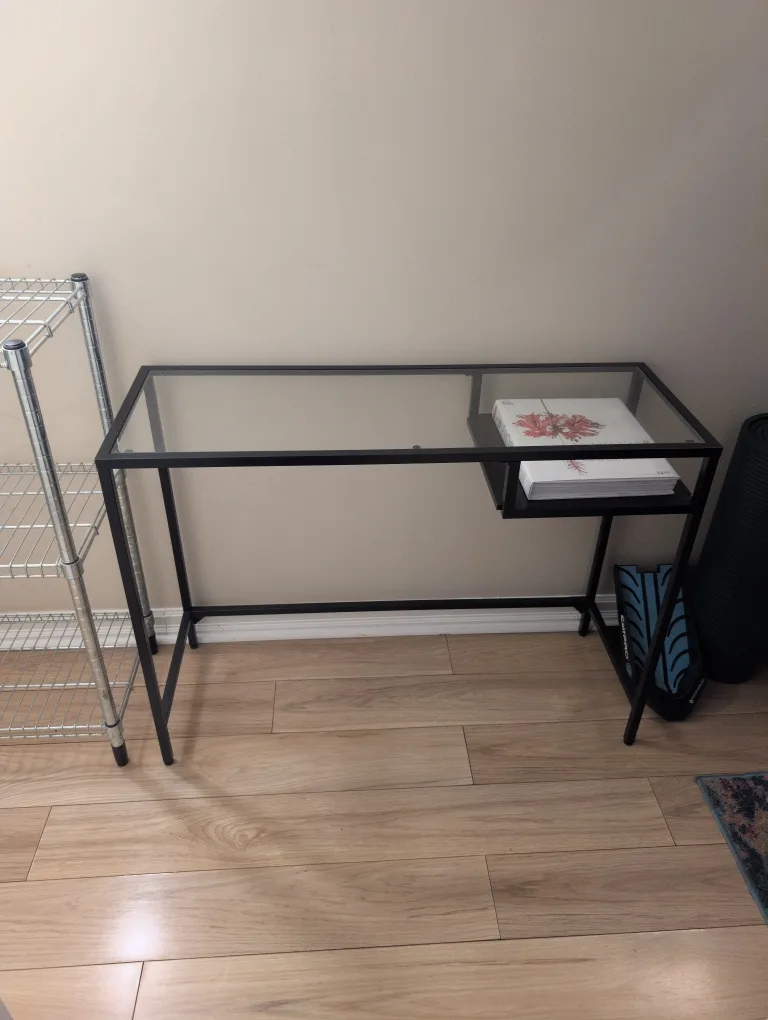 Black Metal & Glass Console Table image indicator(2)