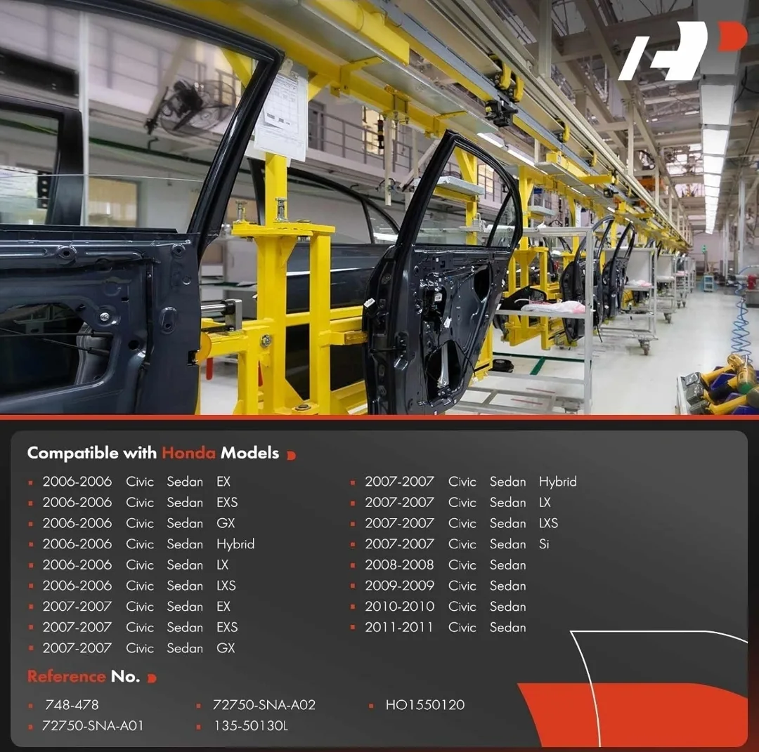 Rear Driver Side Window Regulator w/ Motor for Honda Civic Sedan image indicator(2)