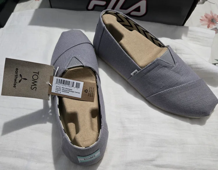 New TOMS Grey Canvas Slip-On Shoes thumbnail