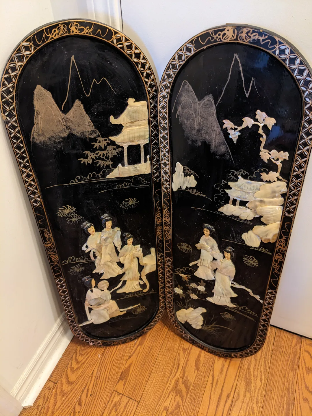 Pair of Vintage Asian Wall Panels thumbnail
