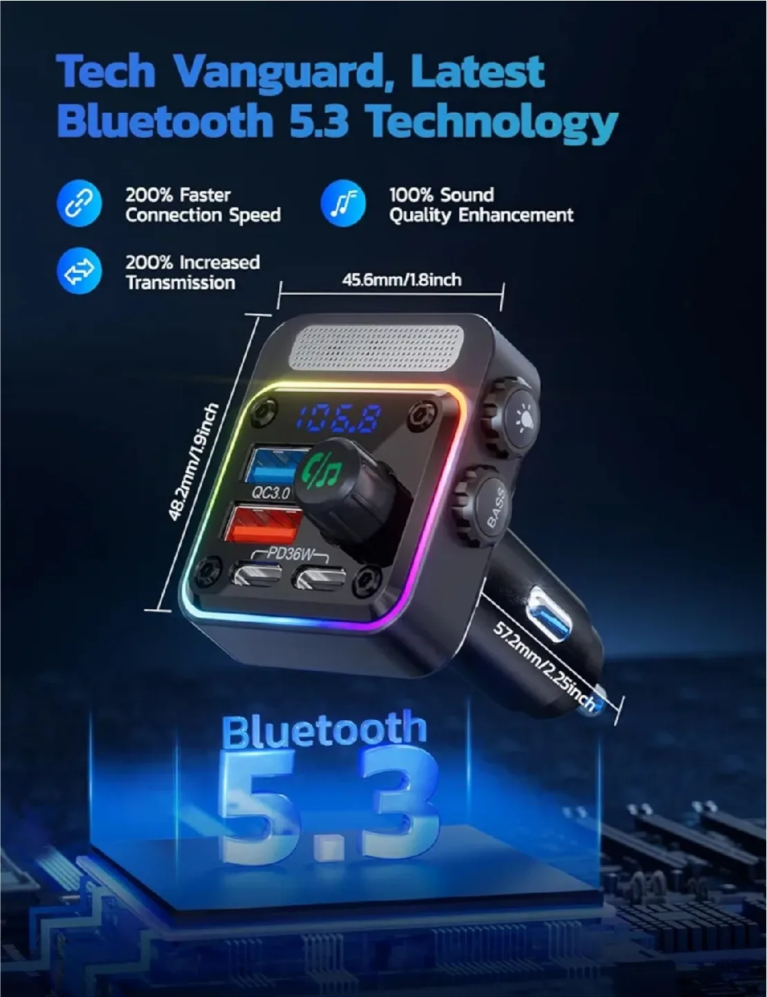 Bluetooth 5.3 Car Adapter image indicator(4)