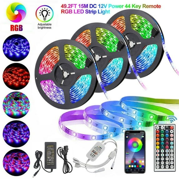 49.2FT/15M LED Strip Lights,Borllyem RGB LED Light Strip 5050SMD