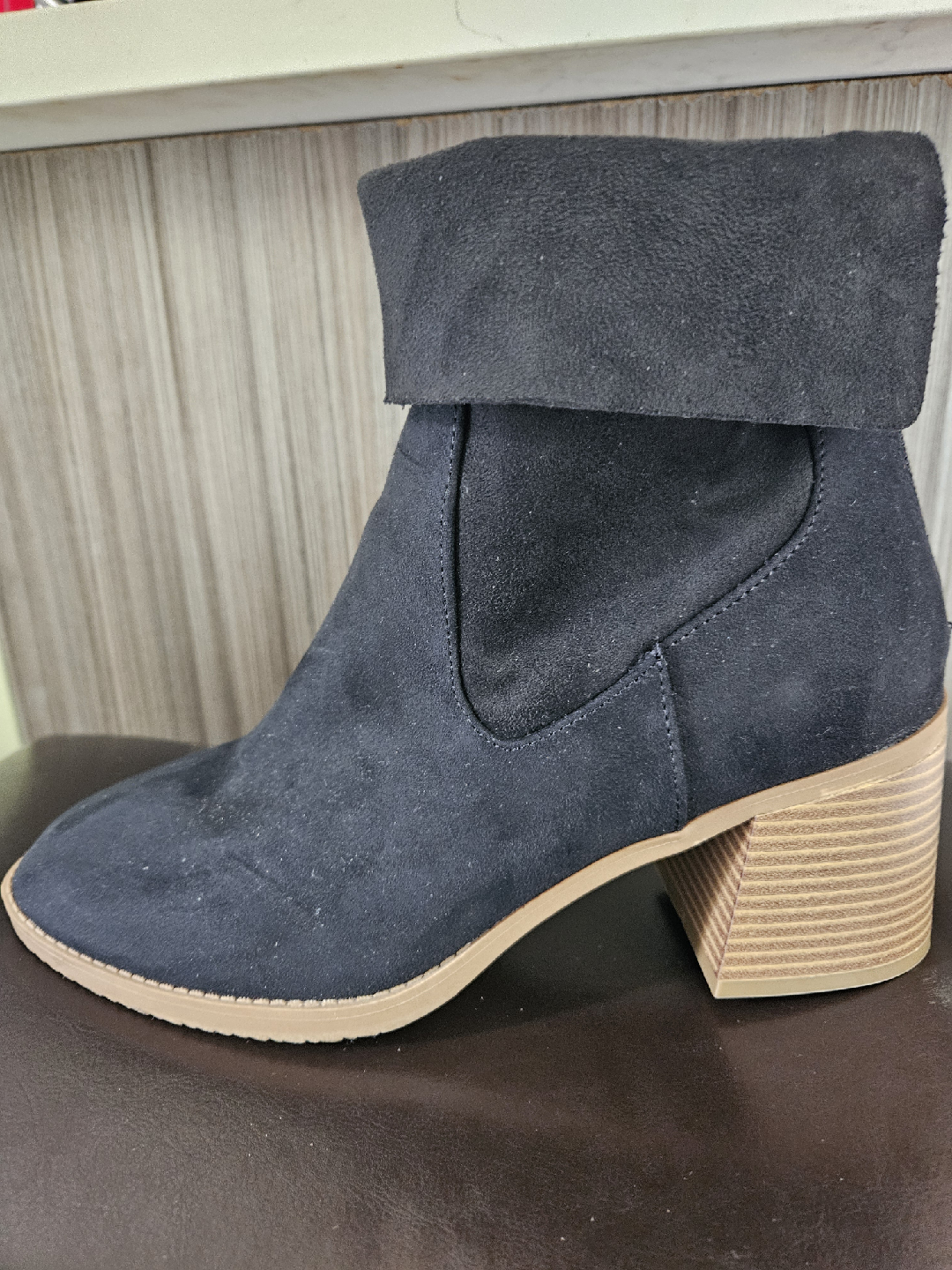 Sun + Stone Black Suede Ankle Boots - Size 10