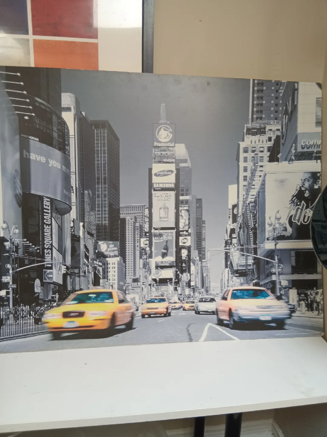 cardboard print of times square
