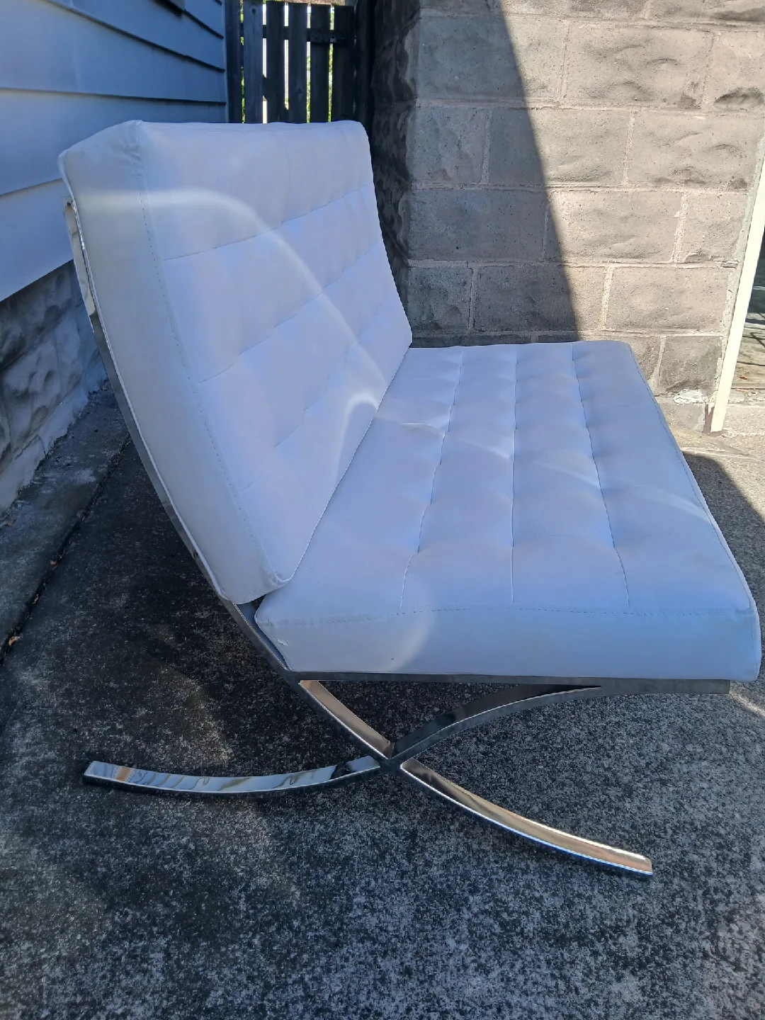 Barcelona Style White Faux Leather Loveseat image indicator(3)