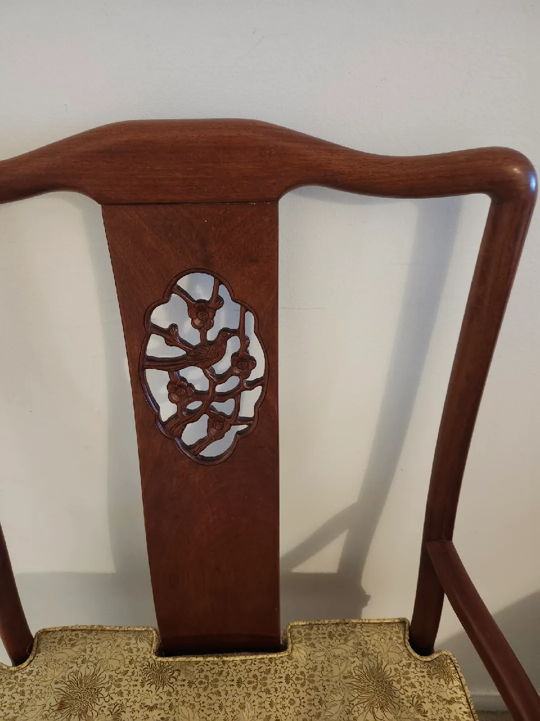 Antique Chinese Armchair with Floral Cushion image indicator(4)