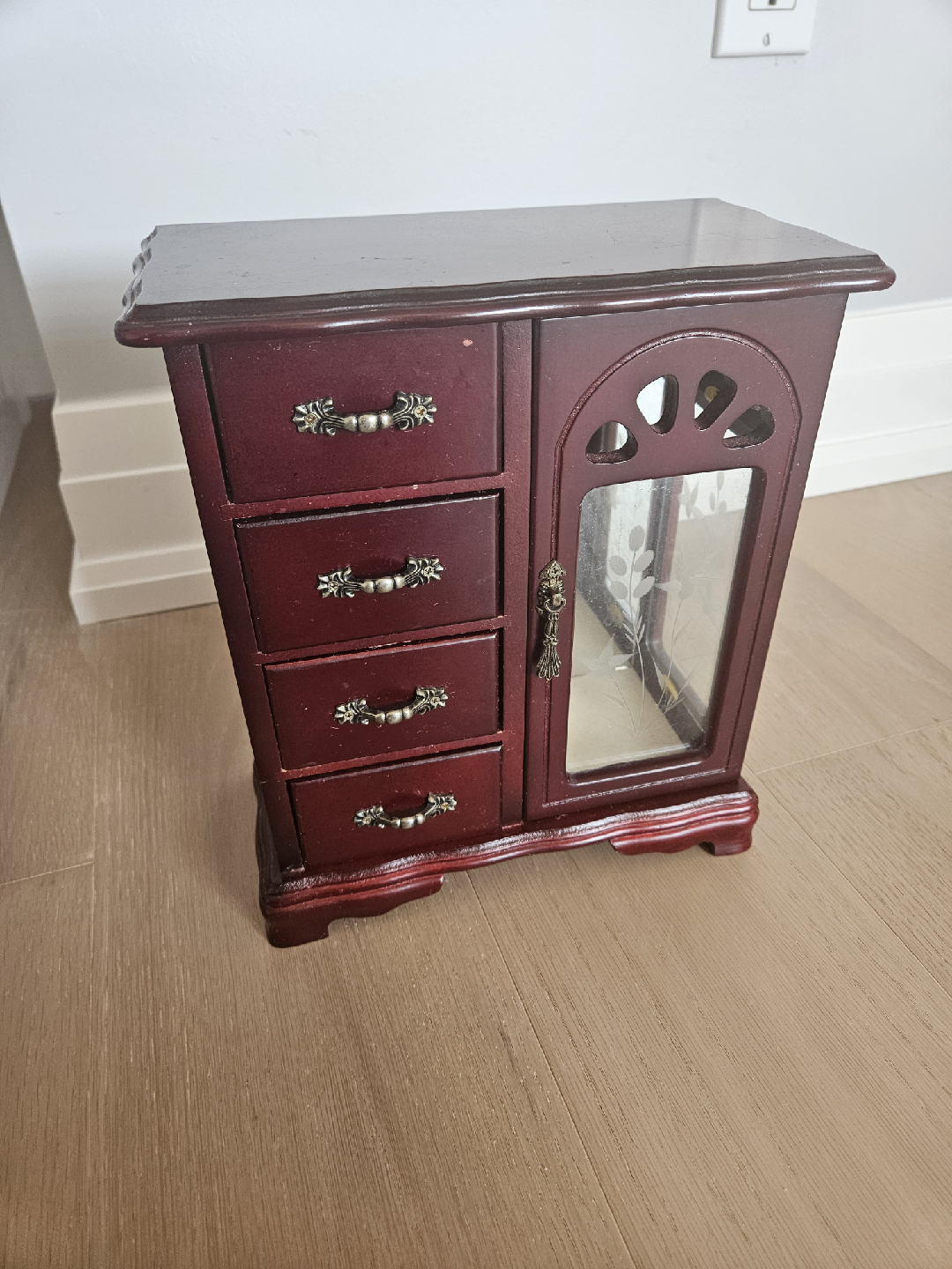 Burgundy Jewellery Box with Drawers
