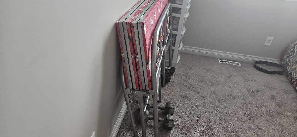 Folding Bed - Silver Frame, Red Mattress - photo 3