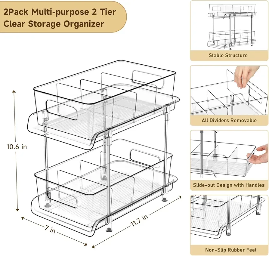 2-Tier Clear Storage Organizer, New in Box image indicator(2)