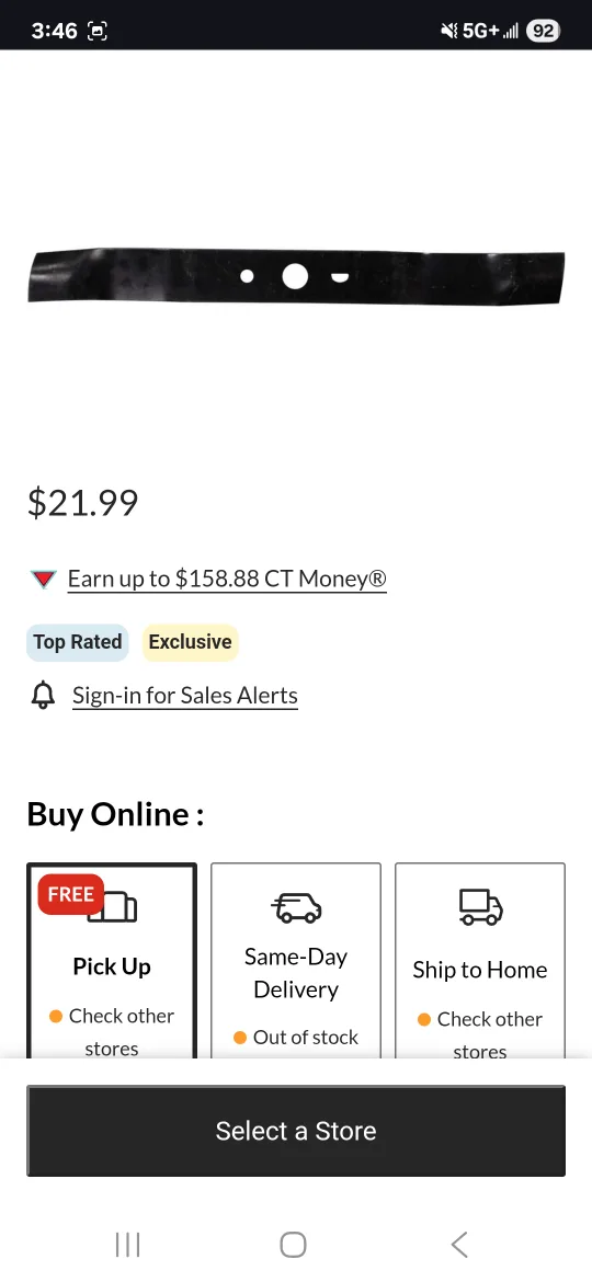 Brand New Yardworks Lawn Mower Replacement Blade, 20-in