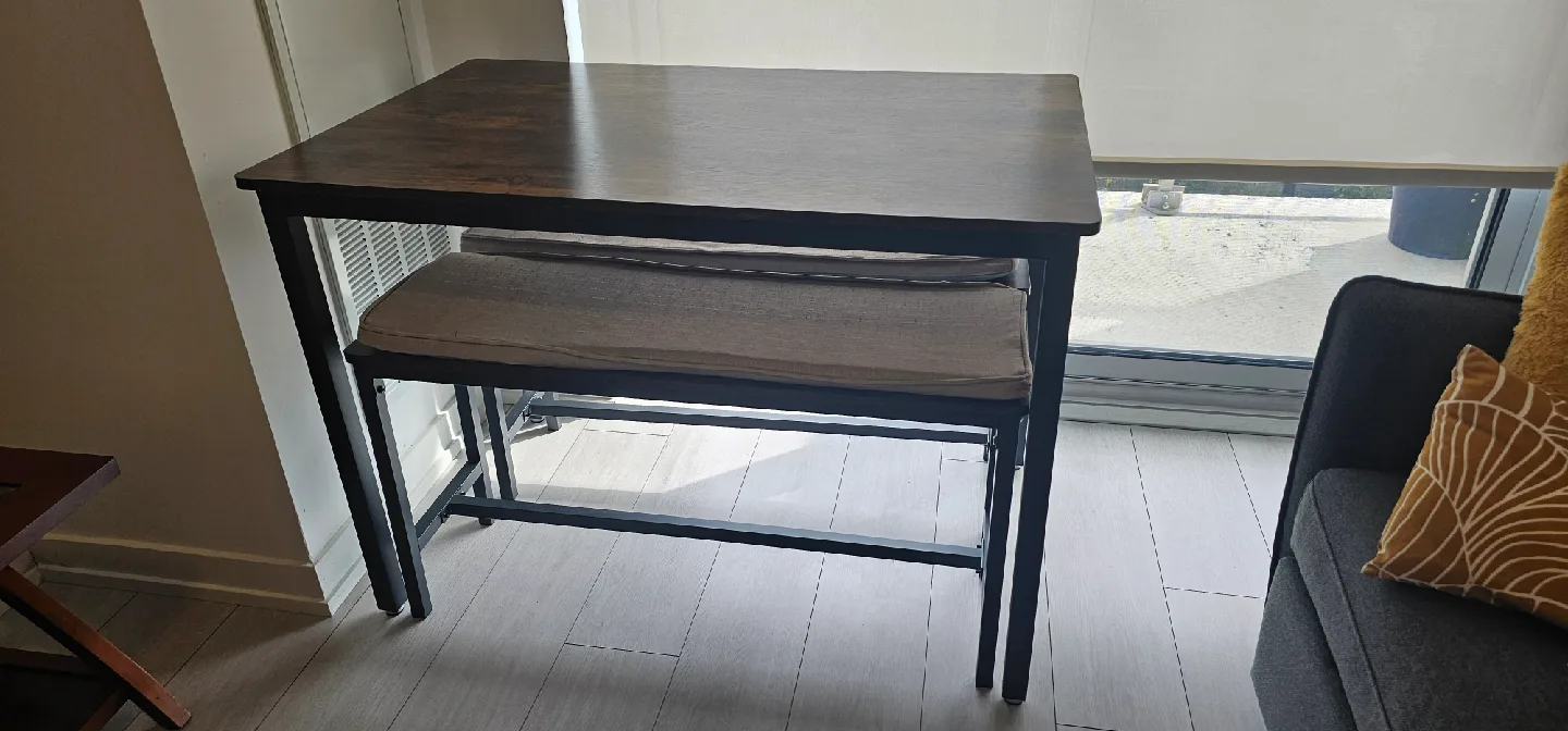 Dining Table Set with 2 Benches, Brown image indicator(4)