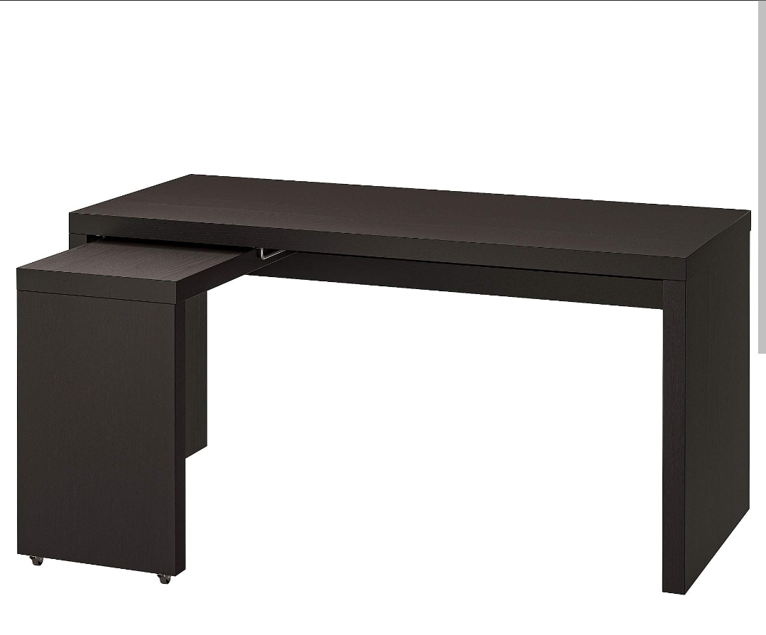 Ikea black desk with Pull out panel