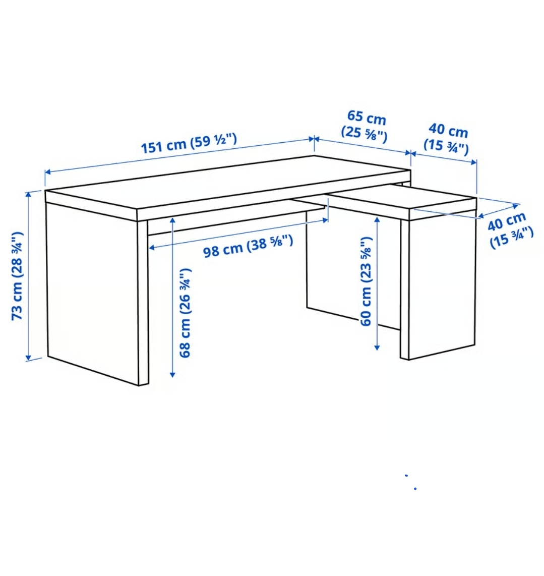 Ikea black desk with Pull out panel - photo 2