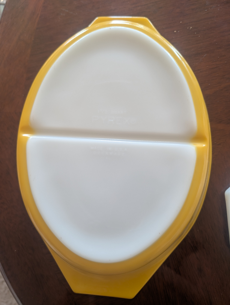 Vintage Pyrex Divided Dish with Lid - Sunflower Pattern - photo 3