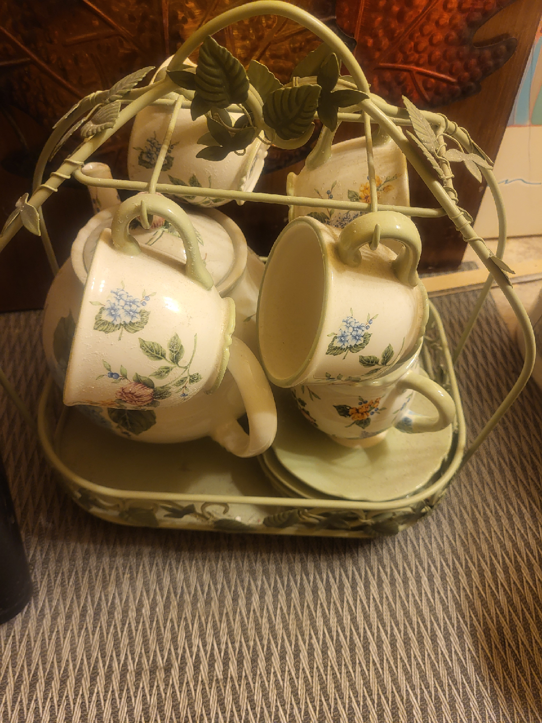 Vintage Floral Tea Set with Stand - photo 3