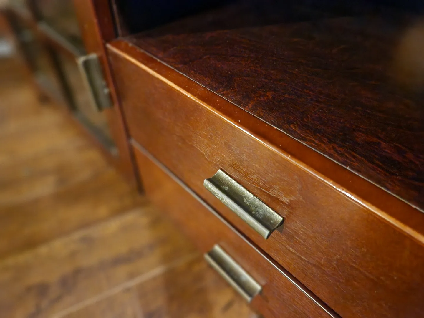 Wood TV Stand with Glass Doors & Drawers image indicator(6)