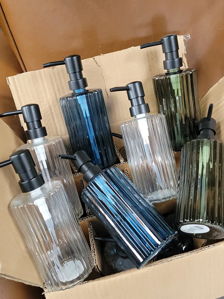 Glass Soap Dispensers - Blue, Clear, Green. $2 each thumbnail