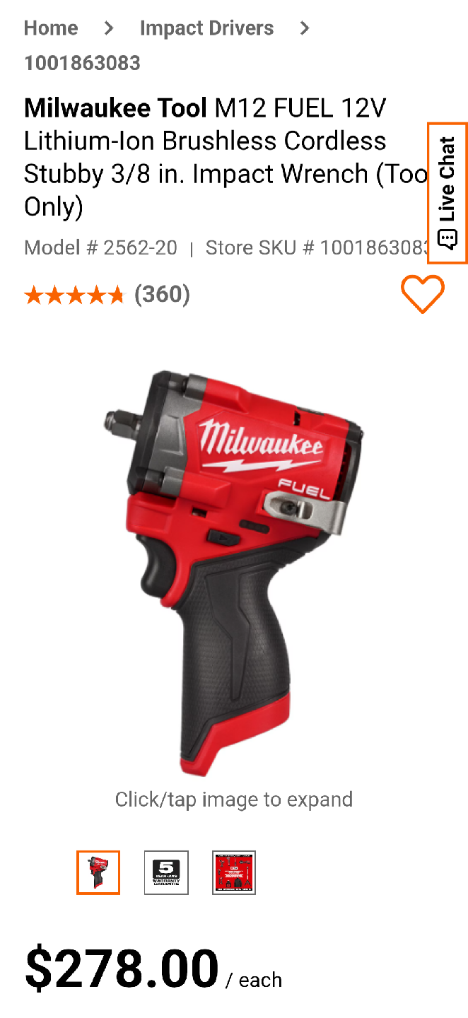 Milwaukee M12 FUEL 12V Stubby 3/8" Impact Wrench - photo 2